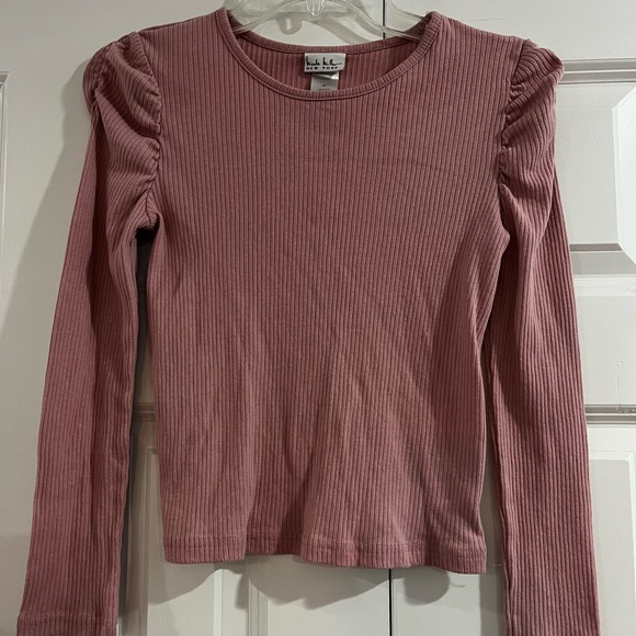 Nicole Miller Dusty Pink Ribbed Blouse - Picture 2 of 7